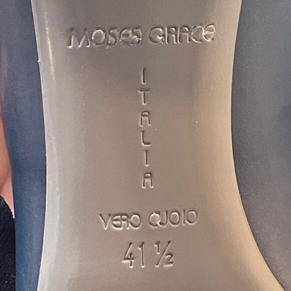 Moses Grace Vigore Navy Leather Pumps | Size 41.5 | Italian Vero Cuoio - Picture 7 of 7